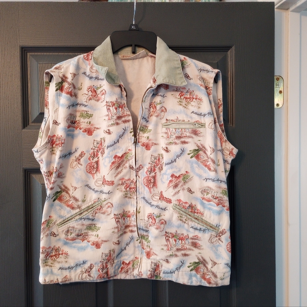 VTG Gorpcore Jitterbug Ranch Zip Vest Shirt Cowboy Boots Spurs Southwest Rancher